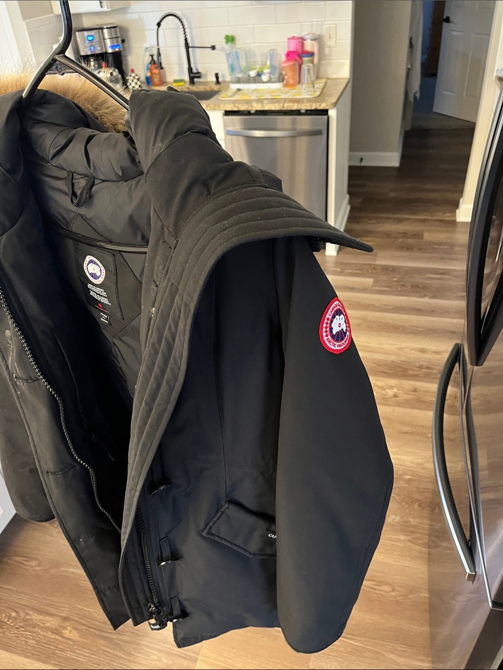 Canada Goose Black Women's Down Puffer Jacket with Logo Patch